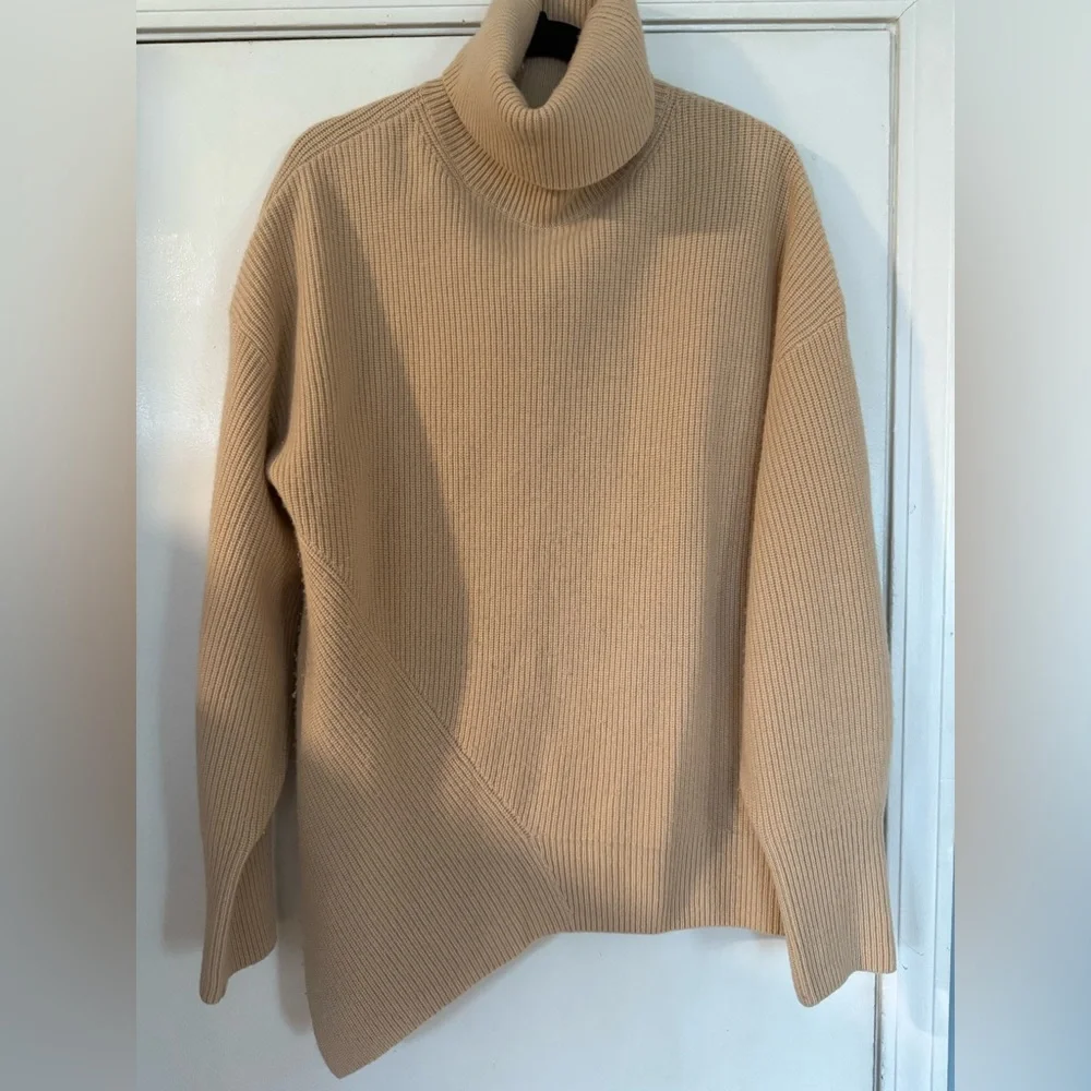 Rory Turtleneck Sweater Tan | Wool Cashmere Blend | Size M - Picture 4 of 6